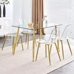 Lot de 6 chaises de salle à manger sans accoudoirs transparentes avec dossier, style nordique moderne pour cuisine, salle à manger, salon ou bureau