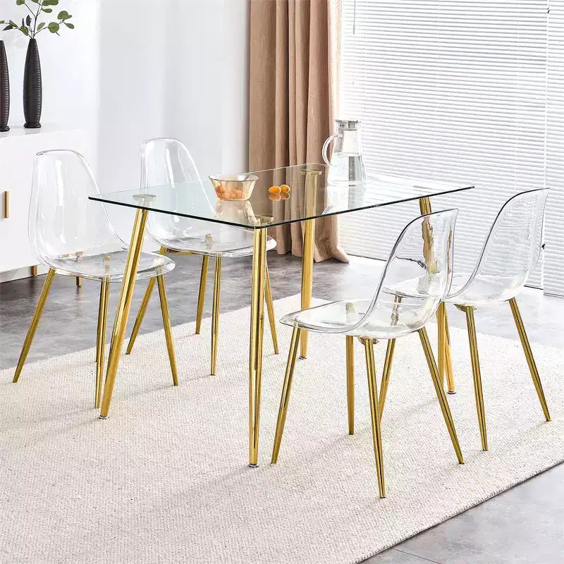 Lot de 6 chaises de salle à manger sans accoudoirs transparentes avec dossier, style nordique moderne pour cuisine, salle à manger, salon ou bureau