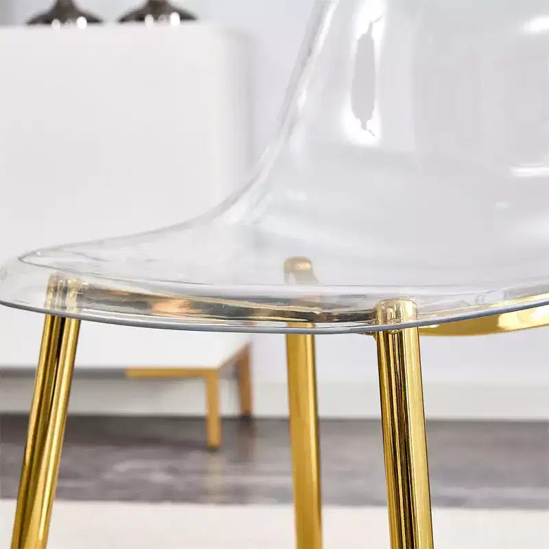 Lot de 6 chaises de salle à manger sans accoudoirs transparentes avec dossier, style nordique moderne pour cuisine, salle à manger, salon ou bureau