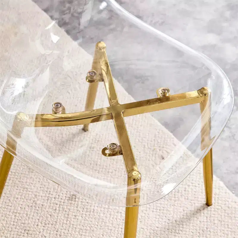 Lot de 6 chaises de salle à manger sans accoudoirs transparentes avec dossier, style nordique moderne pour cuisine, salle à manger, salon ou bureau