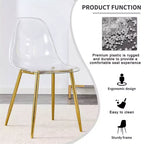 Lot de 6 chaises de salle à manger sans accoudoirs transparentes avec dossier, style nordique moderne pour cuisine, salle à manger, salon ou bureau