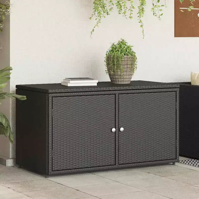 vidaXL Armoire de rangement de terrasse Organisateur d'outils Meuble d'extérieur en résine tressée