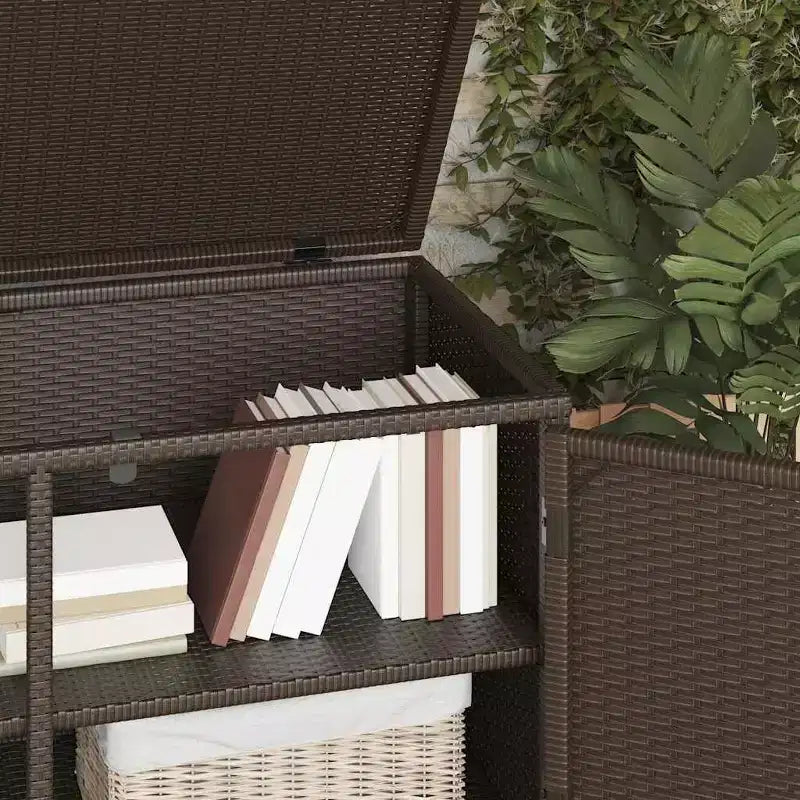 vidaXL Armoire de rangement de terrasse Organisateur d'outils Meuble d'extérieur en résine tressée