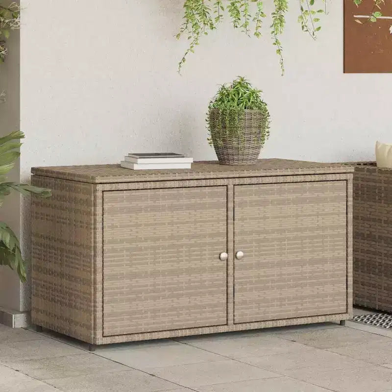 vidaXL Armoire de rangement de terrasse Organisateur d'outils Meuble d'extérieur en résine tressée