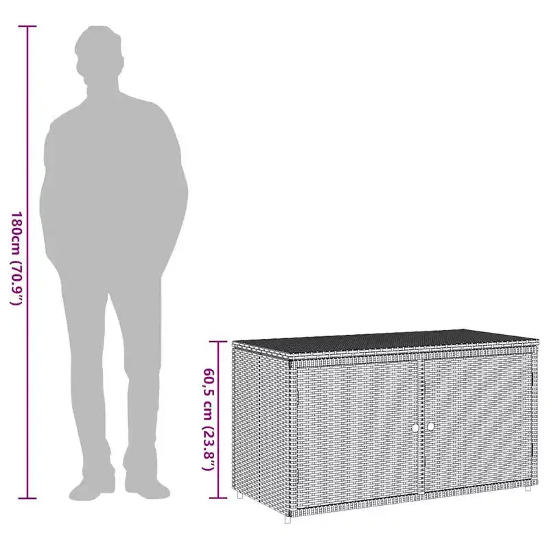 vidaXL Armoire de rangement de terrasse Organisateur d'outils Meuble d'extérieur en résine tressée