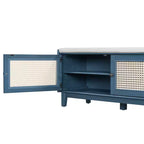 Banc de rangement d'entrée bohème Whisen, banc à chaussures en bois, banc rembourré avec portes doubles