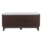 Banc de rangement d'entrée bohème Whisen, banc à chaussures en bois, banc rembourré avec portes doubles