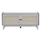 Banc de rangement d'entrée bohème Whisen, banc à chaussures en bois, banc rembourré avec portes doubles
