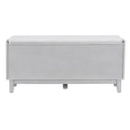 Banc de rangement d'entrée bohème Whisen, banc à chaussures en bois, banc rembourré avec portes doubles