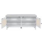 Banc de rangement d'entrée bohème Whisen, banc à chaussures en bois, banc rembourré avec portes doubles