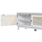 Banc de rangement d'entrée bohème Whisen, banc à chaussures en bois, banc rembourré avec portes doubles