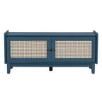Banc de rangement d'entrée bohème Whisen, banc à chaussures en bois, banc rembourré avec portes doubles