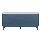 Banc de rangement d'entrée bohème Whisen, banc à chaussures en bois, banc rembourré avec portes doubles