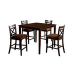 Ensemble table de bar et chaises à dossier croisé 5 pièces en bois Royal Hampton, brun expresso