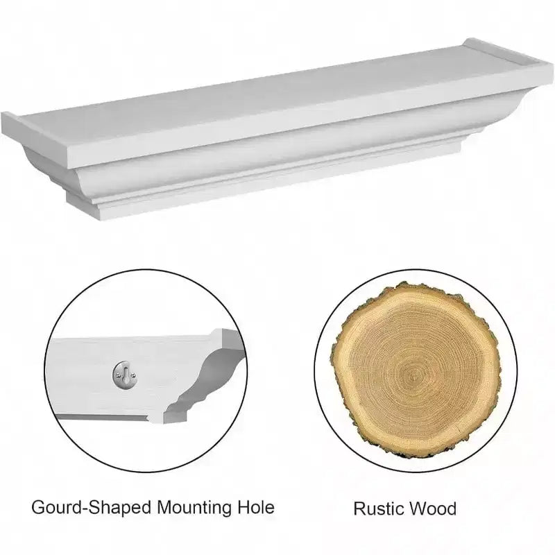 Étagères murales flottantes rustiques blanches, lot de 2, 43 cm, pour chambre, salon, salle de bain, rangement, organisation de l'espace