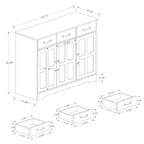 MAYEERTY Buffet de ferme blanc, buffet de rangement 3 tiroirs 3 portes pour salle à manger