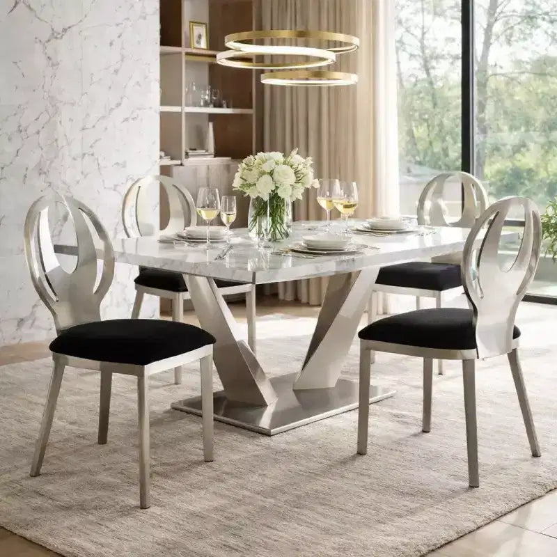 Royal Hampton Contemporary Side Chair With Black Microfabric Seat, Set of 2