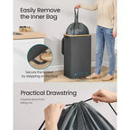 Poubelle de recyclage de 98 litres, bac de recyclage de bouteilles avec sac intérieur et trou de collecte, conception pliable, gris ardoise et beige