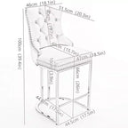 Okak – Lot de 2 tabourets de bar de 66 cm, tabourets de bar modernes en velours avec dossier capitonné et rivets, chaises d'îlot de cuisine style ferme avec base en métal chromé