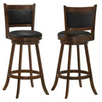 Okak Swivel Bar Stools Set of 2, Modern Counter Height Stools with Chestnut Brown Upholstery and Black Metal Base, Versatile Seating for Kitchen