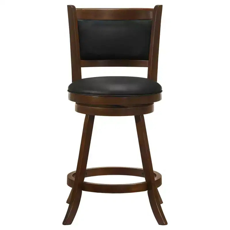 Okak — Ensemble de 2 tabourets de bar pivotants, tabourets de comptoir modernes avec revêtement marron châtaigne et base en métal noir, sièges polyvalents pour la cuisine