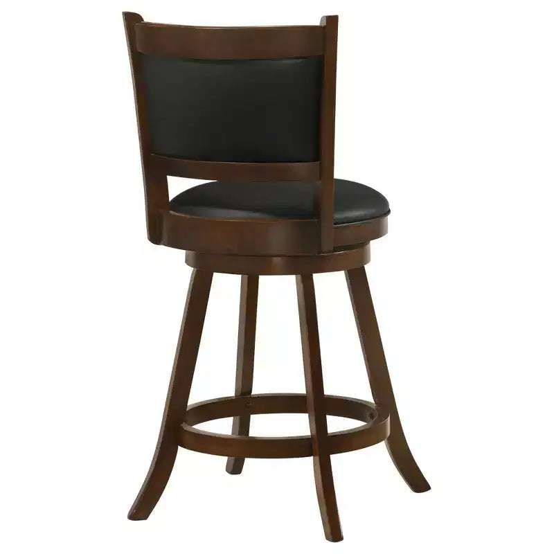 Okak — Ensemble de 2 tabourets de bar pivotants, tabourets de comptoir modernes avec revêtement marron châtaigne et base en métal noir, sièges polyvalents pour la cuisine