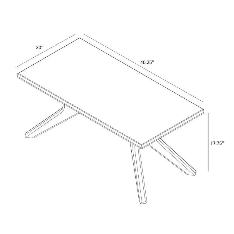Table basse rectangulaire à pieds croisés (40 po x 20 po / 1020 mm x 510 mm)