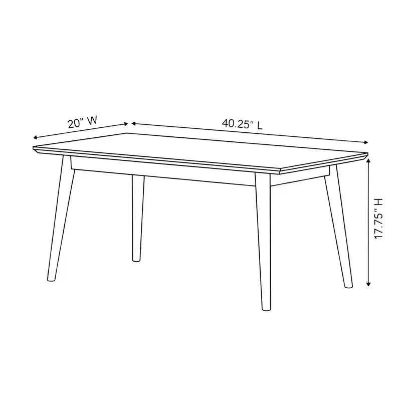 Table basse rectangulaire de style Mid-Century Modern (102 x 51 cm / 1020 mm x 510 mm)