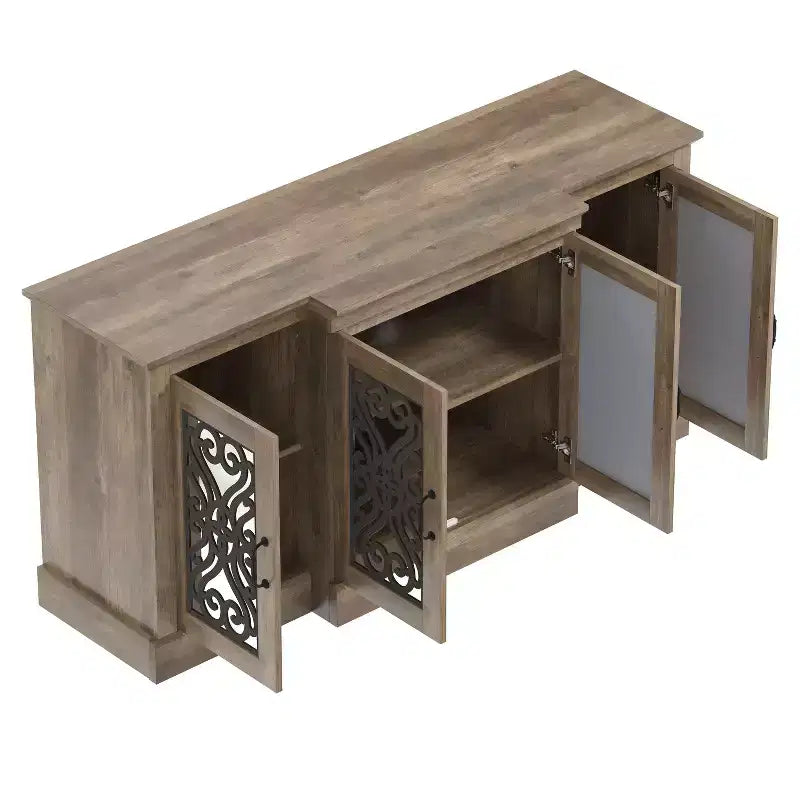 Buffet 4 portes Galano avec rangements découpés en miroir 60,4 L 18,2 P 29,3 H