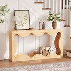 Console table festonnée de ferme 63" pour entrée, table de canapé étroite en bois derrière le canapé avec rangement, meubles rustiques pour salons et appartements