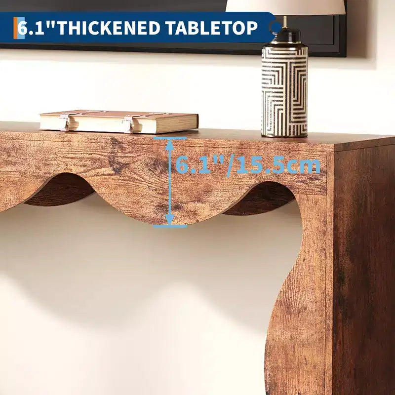 Console table festonnée de ferme 63" pour entrée, table de canapé étroite en bois derrière le canapé avec rangement, meubles rustiques pour salons et appartements
