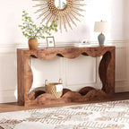 Console table festonnée de ferme 63" pour entrée, table de canapé étroite en bois derrière le canapé avec rangement, meubles rustiques pour salons et appartements