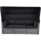 Ensemble de mobilier de patio en forme avec auvent rétractable, canapé robuste 7 pièces toutes saisons, idéal pour le jardin, le porche, la cour arrière, noir
