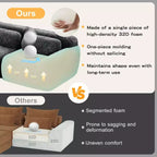 Canapé sectionnel d'angle en tissu peluche kaki clair de 149 pouces avec oreillers et pouf (connexion à boucle)