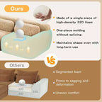 Canapé sectionnel d'angle en tissu peluche kaki clair de 149 pouces avec oreillers et pouf (connexion à boucle)