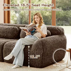 Canapé sectionnel d'angle en tissu peluche kaki clair de 149 pouces avec oreillers et pouf (connexion à boucle)