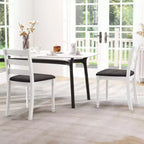 Lot de 2 chaises de salle à manger Costway en bois avec pieds en bois d'acacia, coussin rembourré et dossier échelle