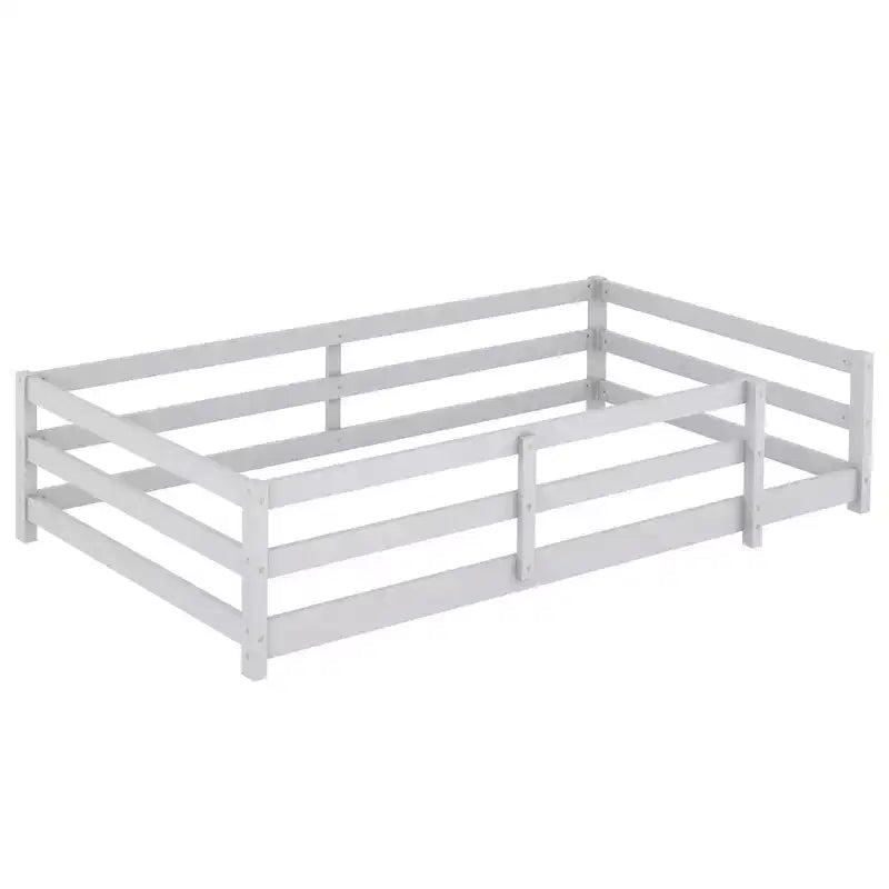 TUYOHW Lit au sol pour tout-petit taille simple avec barrière, lit Montessori moderne en métal pour chambre d'enfant