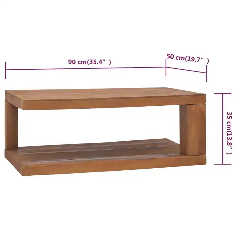 vidaXL Table Basse en Bois de Teck - 90 x 50 x 35 cm