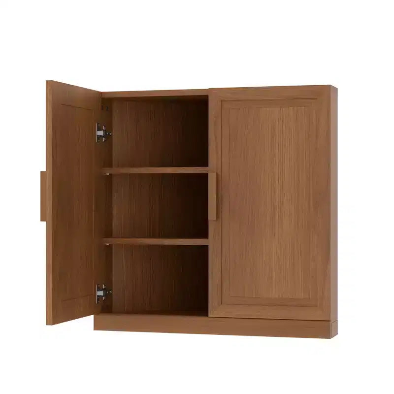 MAYEERTY Armoire de rangement d'angle moderne en bois massif à double porte, rangement efficace pour le coin de la maison et le salon, beige