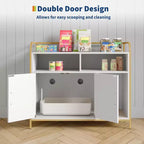 Meuble Cache-Litière, Enclos Cache-Litière – Maison de Toilette pour Chat avec Porte Coulissante en Bois, Anti-Chien, pour la Plupart des Bacs à Litière