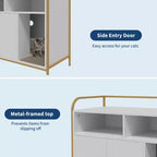 Meuble Cache-Litière, Enclos Cache-Litière – Maison de Toilette pour Chat avec Porte Coulissante en Bois, Anti-Chien, pour la Plupart des Bacs à Litière
