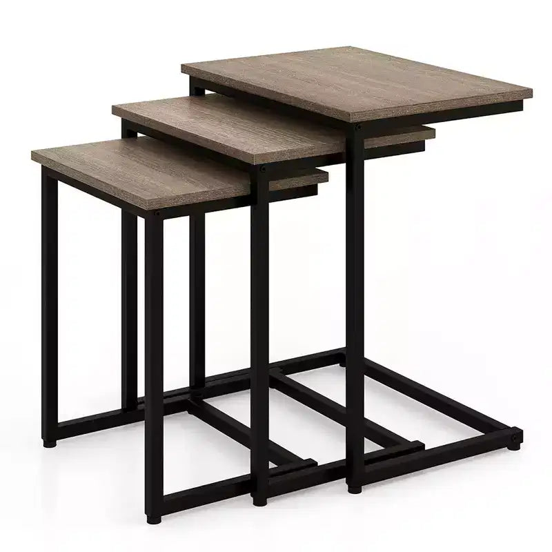 Costway Table Basse Gigogne de 3 Pièces Table d'Appoint Empilable Table de Chevet pour Salon