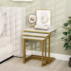 Costway Table Basse Gigogne de 3 Pièces Table d'Appoint Empilable Table de Chevet pour Salon
