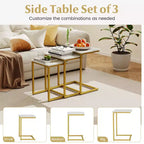 Costway Table Basse Gigogne de 3 Pièces Table d'Appoint Empilable Table de Chevet pour Salon