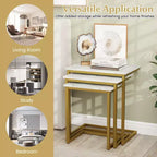 Costway Table Basse Gigogne de 3 Pièces Table d'Appoint Empilable Table de Chevet pour Salon