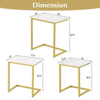 Costway Table Basse Gigogne de 3 Pièces Table d'Appoint Empilable Table de Chevet pour Salon