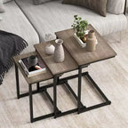 Costway Table Basse Gigogne de 3 Pièces Table d'Appoint Empilable Table de Chevet pour Salon