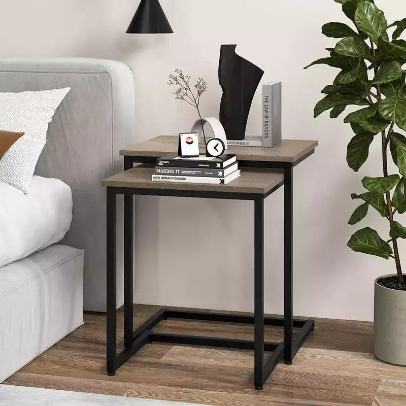 Costway Table Basse Gigogne de 3 Pièces Table d'Appoint Empilable Table de Chevet pour Salon