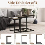 Costway Table Basse Gigogne de 3 Pièces Table d'Appoint Empilable Table de Chevet pour Salon